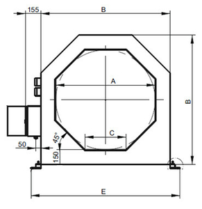 Dimensions du détecteur de métaux de type tunnel METRON 05 CO