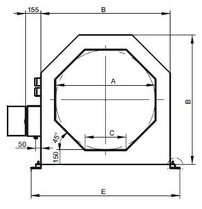 Dimensions du détecteur de métaux de type tunnel METRON 05 CO