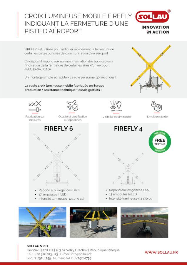 Croix lumineuse mobile FIREFLY indiquant la fermeture d’une piste d’aéroport