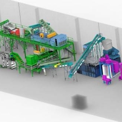 Ligne de triage automatique servant à trier des déchets en plastique 3D – bouteilles en PET